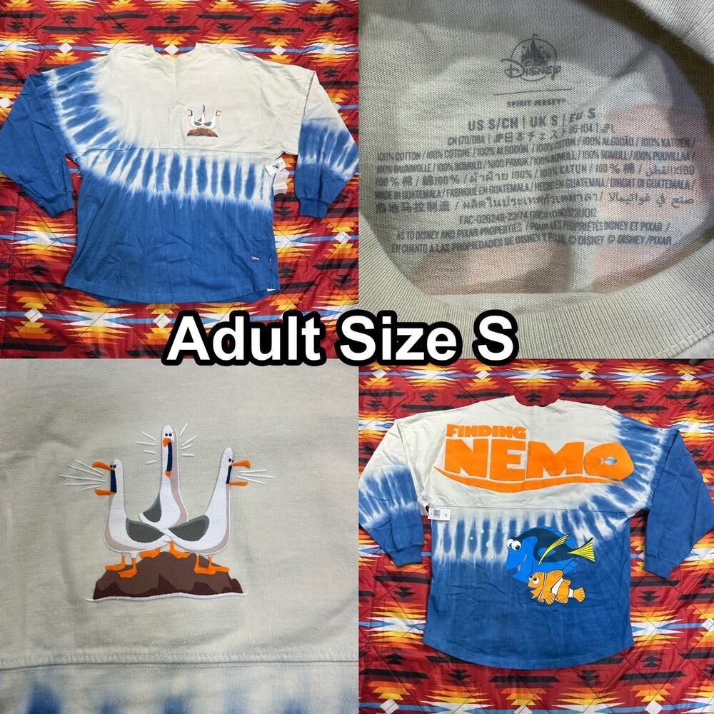 NWT Finding Nemo Spirit Jersey Disney Adult Size Small Nemo & Dory Tie Dye